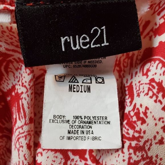 Rue 21 Red & Cream Patterned Wrap Maxi Skirt (M) - Picture 5 of 5